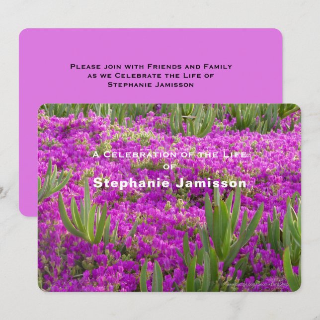 Feier des Lebens, Eisblumen, violette Pflanze Einladung (Vorne/Hinten)