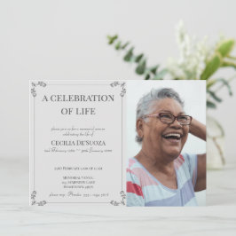 Feier des Lebens Elegante Gray Custom Beerdigung Einladung