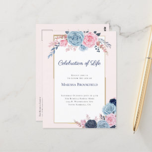 Feier des Lebens Florale Trauer Einladung Postkarte