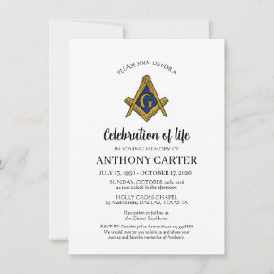 Feier des Lebens Freimaurer Masonic Beerdigung Einladung