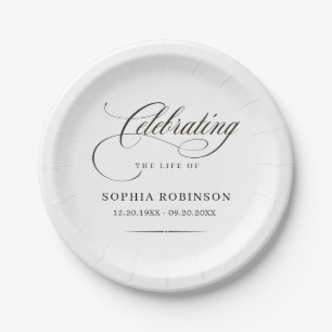 Feier des Lebens Moderne elegante Schriftart Beerd Pappteller