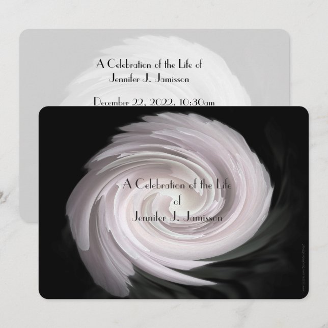 Feier des Lebens Moderner, hellrosa Swirl Einladung (Vorne/Hinten)
