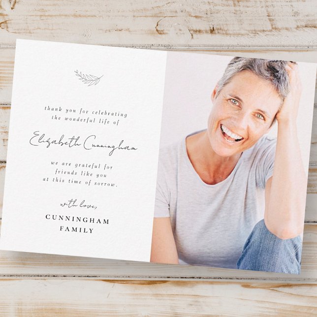 Feier des Lebens Modernes Minimalistisches Foto Dankeskarte (Von Creator hochgeladen)