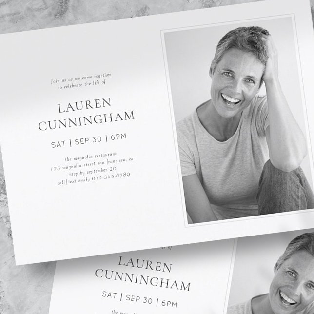 Feier des Lebens Modernes Minimalistisches Foto Einladung (Von Creator hochgeladen)