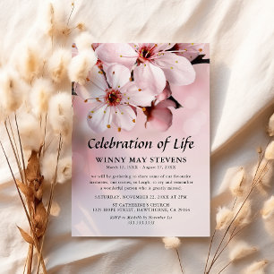 Feier des Lebens Pink Blossom Beerdigung Einladung