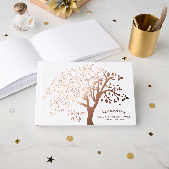Feier des Lebensbaumes Moderne Schrift Gästebuch (Vorderseite Offen)