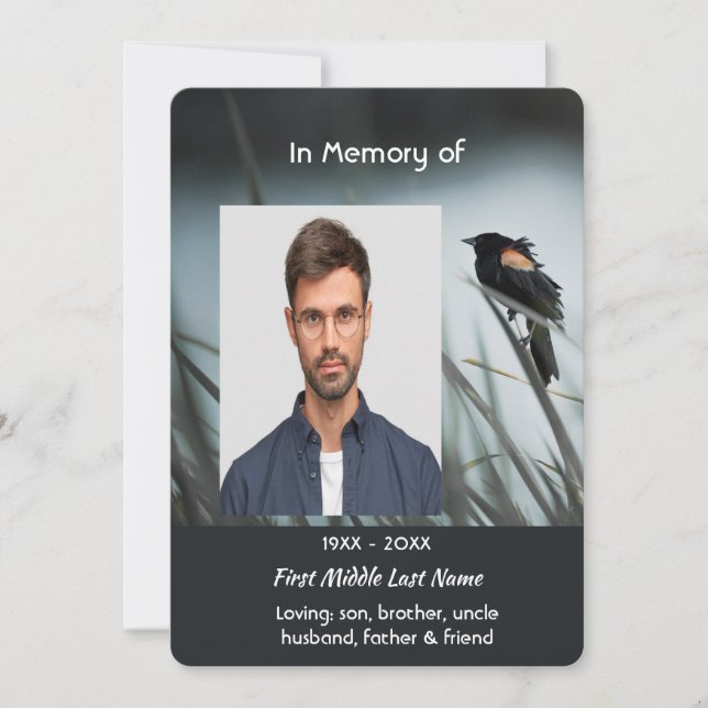 Feier des Lebensdienstes Roter Schwarzer Vogel Einladung (Vorderseite)