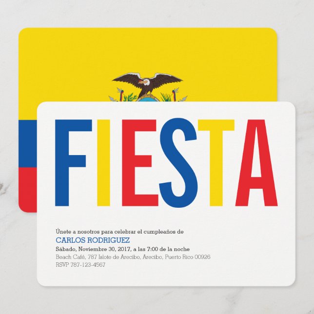Feier:Einladungen: Ecuador: Ecuadorianische Flagge Einladung (Vorne/Hinten)