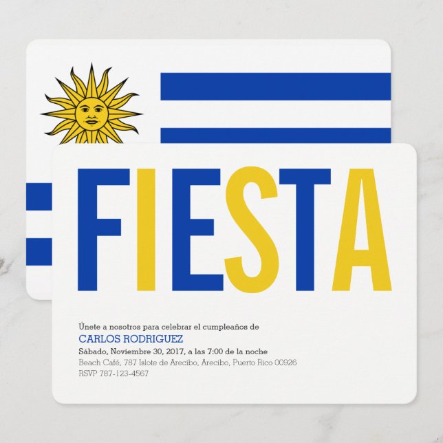 Feier:Einladungen: Uruguay: Uruguayische Flagge Einladung (Vorne/Hinten)