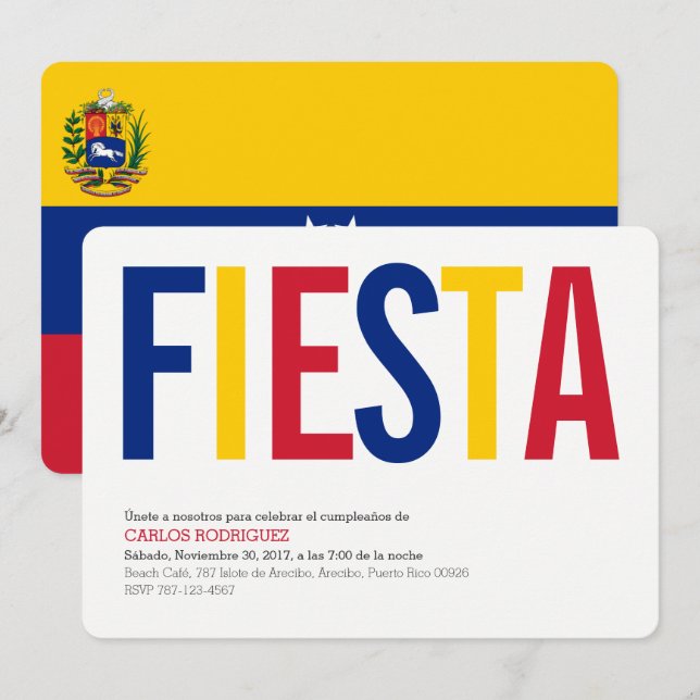 Feier:Einladungen: Venezuela: Venezolanische Flagg Einladung (Vorne/Hinten)