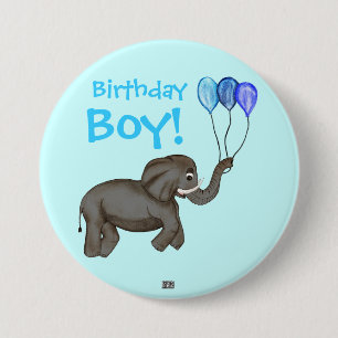 Feier-Elefant (blau) Button