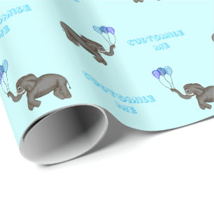 Feier-Elefant (blau) Geschenkpapier