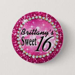 Feier fuschia Glitz bezauberndes Bling Bonbon-16 Button
