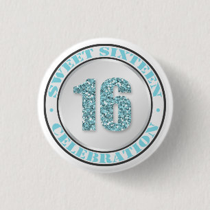 Feier-Knöpfe des Glitzer-Aqua-blaue Bonbon-16 Button