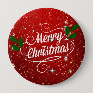 Feier Rot, Frohe Weihnachten Button