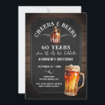 Feier und Biere 60. Geburtstagsparty Einladung<br><div class="desc">Biersorten und Biersorten zum Geburtstag. Einfach zu personalisieren. Alle Texte sind individuell einstellbar und lassen sich für Ihr eigenes Party leicht ändern. Khalkboard und rustikale Holz Hintergrundelemente. Fun Chalkboard Wirbel und Schnörkel. Tasse von Aquarellbier. Einladungen für ihn. Bar oder Hinterhof GRILLEN Geburtstagsdesign. Jedes Alter,  ändern Sie einfach den Text.</div>