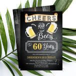 Feier und Biere bis 60 Jahre Geburtstagsparty Einladung<br><div class="desc">Feiern Sie Ihren 60. Geburtstag stilvoll mit diesem rustikalen Holzchalkboard "Cheers and Bers" und dem Vintagen Barroom-Design aus mehrfarbigem Holz. Composite Design von Holiday Hearts Designs (Rechte vorbehalten).</div>