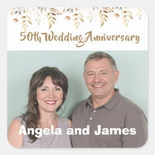 Feier zum 50. goldenen Hochzeitstag Quadratischer Aufkleber
