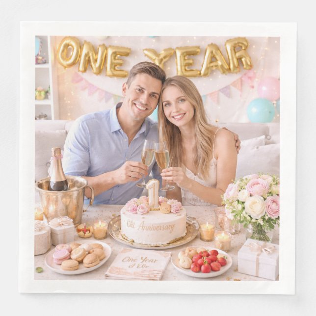 Feier zum ersten Hochzeitstag eines Paares Pho Serviette (Vorderseite)