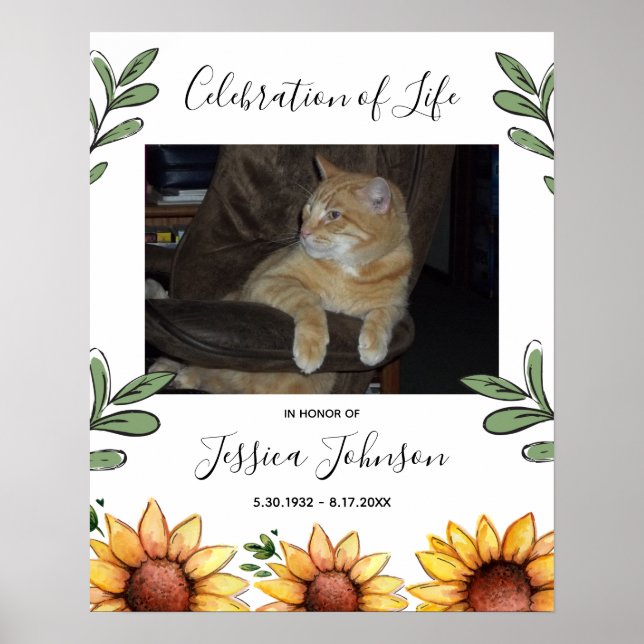 Feier zum Leben Wasserfarbene Sonnenblume Ein Foto Poster (Vorne)