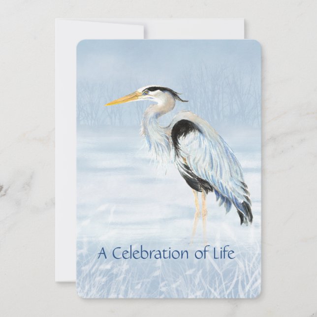 Feier zum Lebensdienst Große Blaue Heron-Vogel Einladung (Vorderseite)