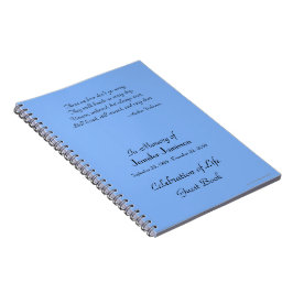 Feier zum Life Guest Book Pale Blue Notebook Notizblock