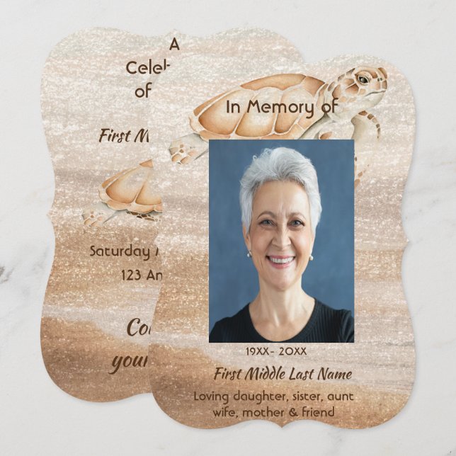 Feier zum Service Beach Sea Turtle Einladung (Vorne/Hinten)