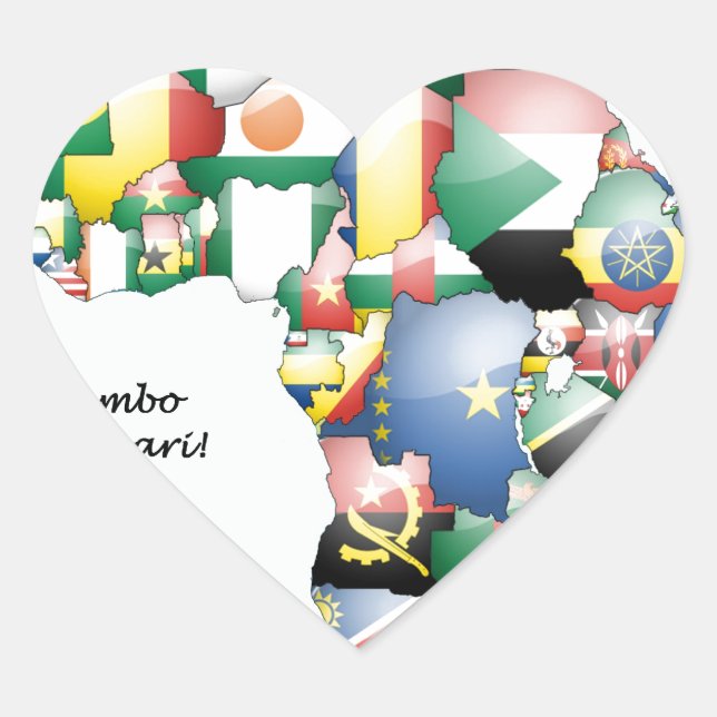 Feier zum Thema "Afrika in Flags Design" Herz-Aufkleber (Vorderseite)