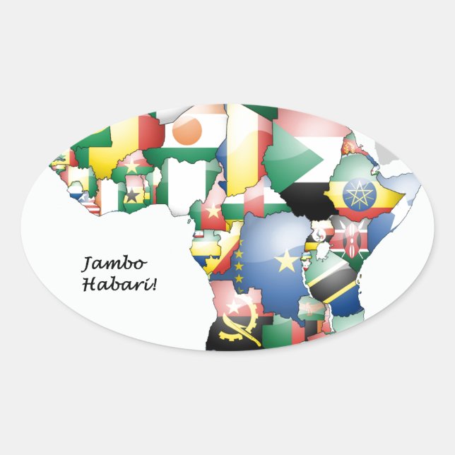 Feier zum Thema "Afrika in Flags Design" Ovaler Aufkleber (Vorderseite)