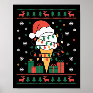 Feierabend Eiscreme Kon in Licht und Santa gerisse Poster