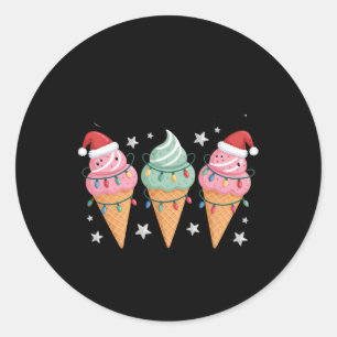 Feierabend Eiscreme Kon in Licht und Santa gerisse Runder Aufkleber
