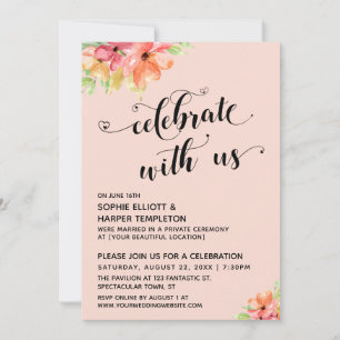 Feiere mit Uns Herzen Schrift Floralien Rosenrosa Einladung