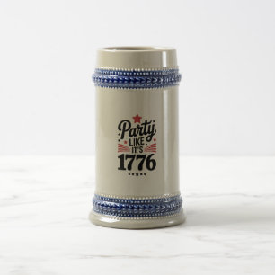 Feiere wie 1776 Lustiger 4. Juli USA-Shirt Bierglas