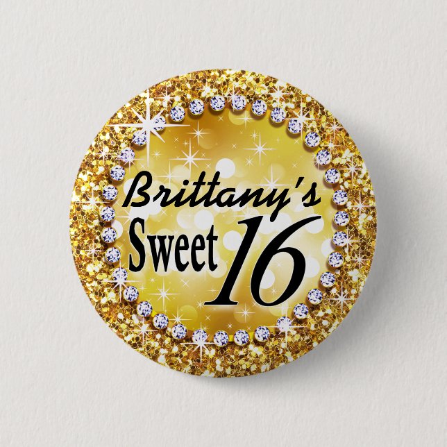 Feiergold brite Glitz bezauberndes Bling Bonbon-16 Button (Vorderseite)