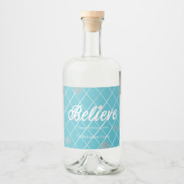 Feierlich Blau und Silber "Glaube" Urlaub Alkoholflaschenetikett