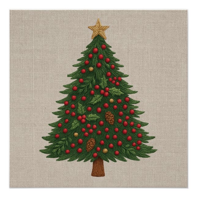 feierlich fröhlicher, rustikaler Weihnachtsbaum Poster (Vorderseite)