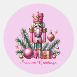 Feierlich rosa Weihnachten personalisierbar Muskel Runder Aufkleber