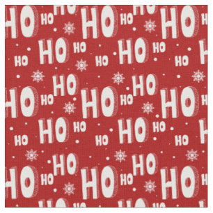 Feierlich Rot Weihnachten Ho Ho Ho Schneeflocken Stoff