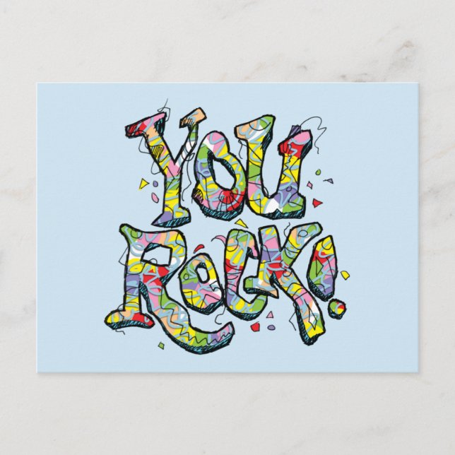 Feierlich "You Rock!" Postkarte (Vorderseite)