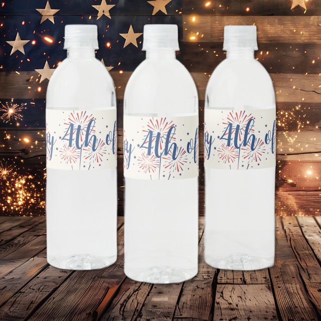 Feierliche 4. Juli Barbecue Picnic (Festive 4th of July Patriotic water bottle labels)