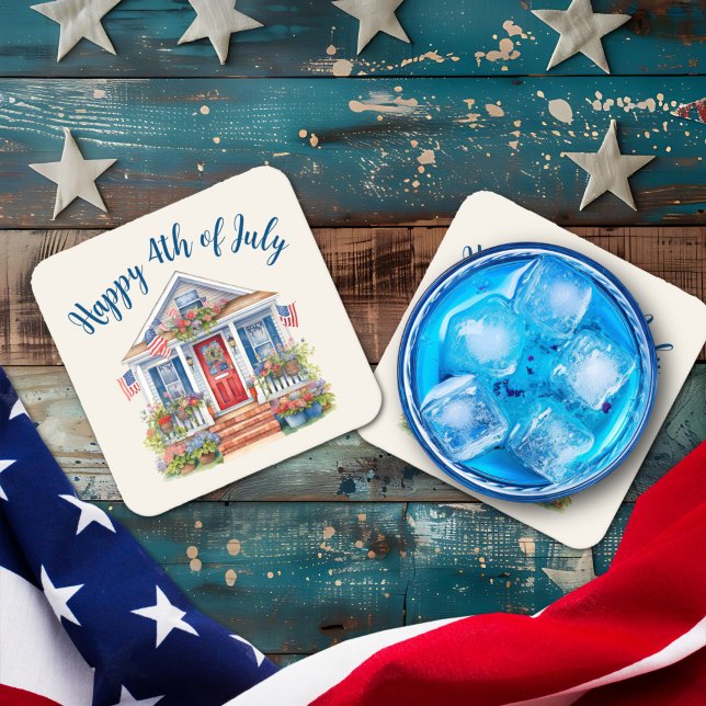 Feierliche 4. Juli Barbecue Picnic Rechteckiger Pappuntersetzer (Festive 4th of July Barbecue Picnic paper coaster)