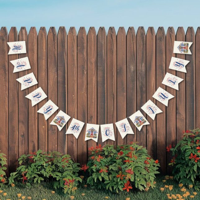 Feierliche 4. Juli Barbecue Picnic Wimpelkette (Festive 4th of July Picnic Party Bunting Banner)
