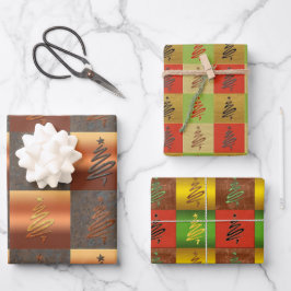 Feierliche Abstrakte Kunstmuster Weihnachtsbummel Geschenkpapier Set