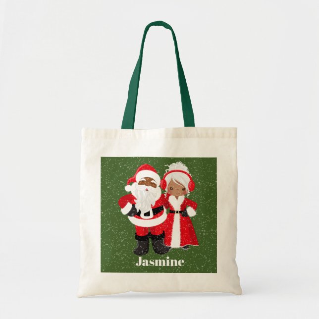 Feierliche Afrikanerin Santa Mrs Claus Tragetasche (Vorne)