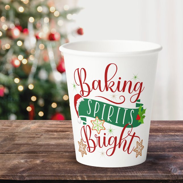 Feierliche Backbrille Helle Weihnachten Pappbecher (Festive Baking Spirits Bright Christmas Paper Cups)