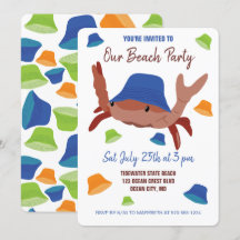 Feierliche Beach Party Krabbe in einem Hut