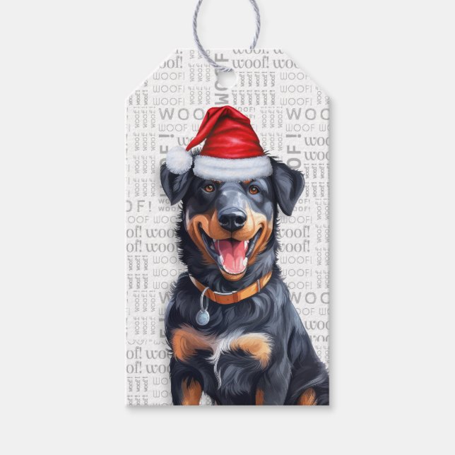 Feierliche Beauceron Holiday Dog Weihnachten Geschenkanhänger (Vorderseite)