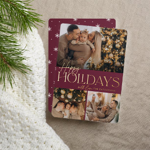 Feierliche Begrüßung   Happy Holidays 3 Foto Folien Feiertagskarte