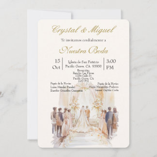 Feierliche Beige Hochzeit Einladung