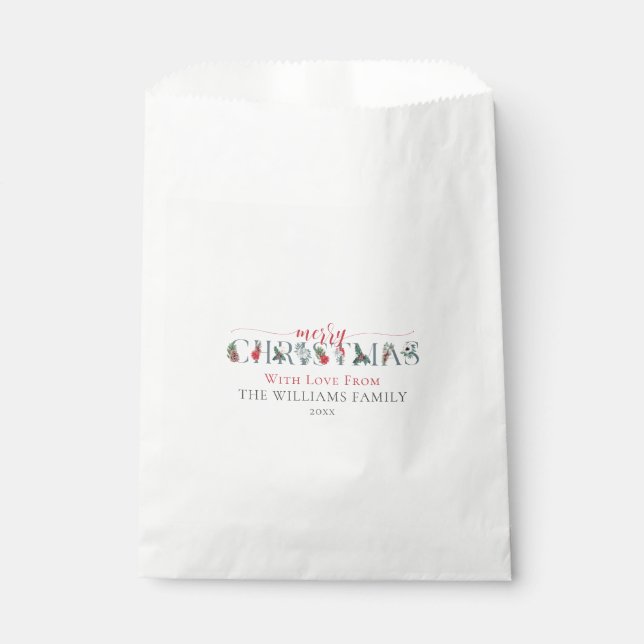 Feierliche Blätter Frohe Weihnachtskekse Leckerei  Geschenktütchen (Vorderseite)